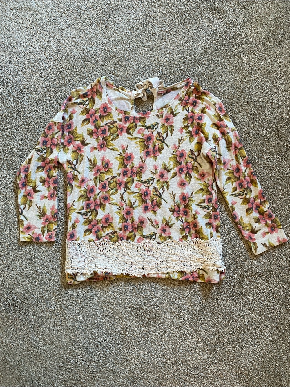 Floral lightweight tie-back sweater